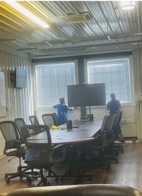 Professionally cleaned office conference room